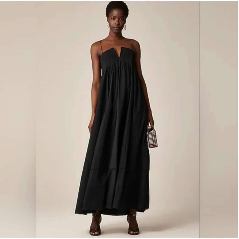 J Crew Collection Strapless Notched Maxi Dress 18 Black NWT CI878 J.Crew Pleated - Picture 3 of 6